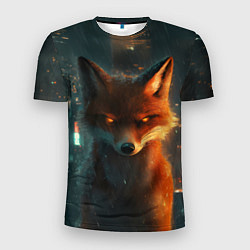 Футболка спортивная мужская Лиса на фоне высоток, цвет: 3D-принт