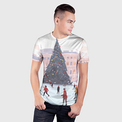 Футболка спортивная мужская Новогодний каток у елки, цвет: 3D-принт — фото 2
