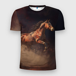 Футболка спортивная мужская Лошадь в прыжке из пыли, цвет: 3D-принт