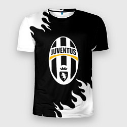Футболка спортивная мужская Juventus белый огонь текстура, цвет: 3D-принт