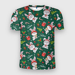 Футболка спортивная мужская Новогодние зайчики, цвет: 3D-принт