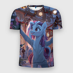 Футболка спортивная мужская Лошадка наслаждается новым годом, цвет: 3D-принт