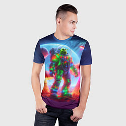 Футболка спортивная мужская Неоновый космонавт Шрек на планете гигантских мухо, цвет: 3D-принт — фото 2
