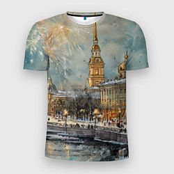 Футболка спортивная мужская Новогодний салют в Питере, цвет: 3D-принт