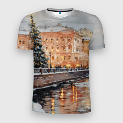 Футболка спортивная мужская Новогодняя елка в Питере, цвет: 3D-принт