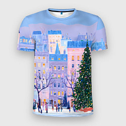Футболка спортивная мужская Новогодний двор, цвет: 3D-принт