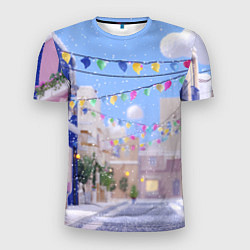 Футболка спортивная мужская Предновогодний праздничный дворик, цвет: 3D-принт