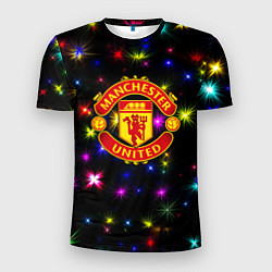 Футболка спортивная мужская Манчестер Юнайтед праздничные огни, цвет: 3D-принт