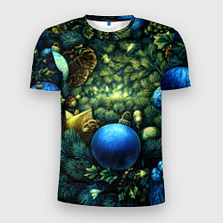 Футболка спортивная мужская Новогодние шарики на елке, цвет: 3D-принт