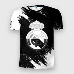 Мужская спорт-футболка Реал Мадрид черно белые краски