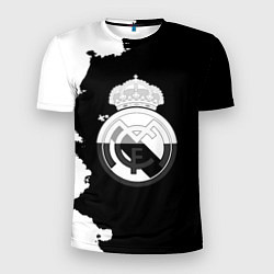 Мужская спорт-футболка Реал Мадрид черно белые краски