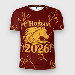 Футболка спортивная мужская С новым 2026 годом, цвет: 3D-принт