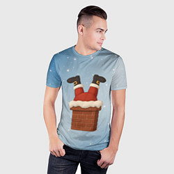 Футболка спортивная мужская Санта торчит из трубы, цвет: 3D-принт — фото 2
