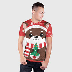 Футболка спортивная мужская Новогодний пес с елочкой, цвет: 3D-принт — фото 2