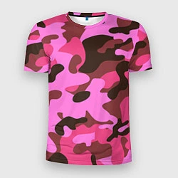 Мужская спорт-футболка Камуфляж: розовый/коричневый