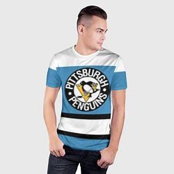 Футболка спортивная мужская Pittsburgh Penguins: White, цвет: 3D-принт — фото 2