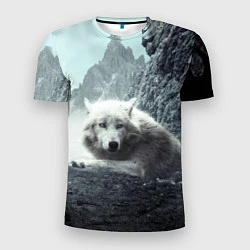 Мужская спорт-футболка Волк в горах
