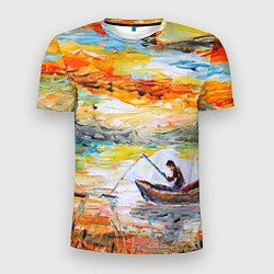Мужская спорт-футболка Рыбак на лодке