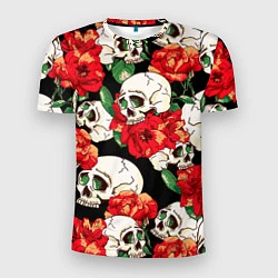 Мужская спорт-футболка Черепки и розы