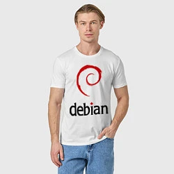 Футболка хлопковая мужская Debian, цвет: белый — фото 2