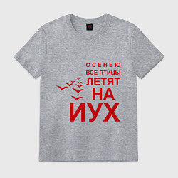 Футболка хлопковая мужская Птицы летят на йух, цвет: меланж