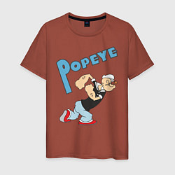 Футболка хлопковая мужская Popeye, цвет: кирпичный
