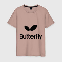 Футболка хлопковая мужская Butterfly Logo, цвет: пыльно-розовый