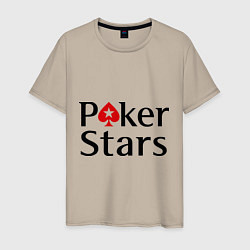 Футболка хлопковая мужская Poker Stars, цвет: миндальный