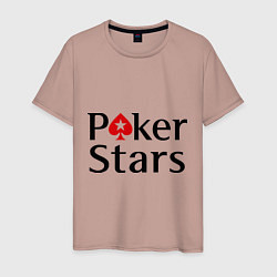 Футболка хлопковая мужская Poker Stars, цвет: пыльно-розовый