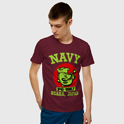 Футболка хлопковая мужская Navy: Po-1967 цвета меланж-бордовый — фото 2