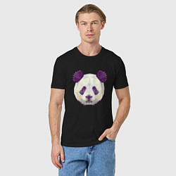 Футболка хлопковая мужская Полигональная панда, цвет: черный — фото 2