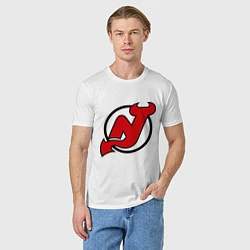 Футболка хлопковая мужская New Jersey Devils, цвет: белый — фото 2