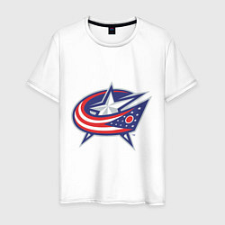 Футболка хлопковая мужская Columbus Blue Jackets, цвет: белый