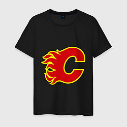 Футболка хлопковая мужская Calgary Flames, цвет: черный