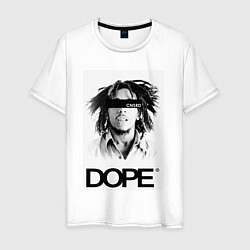 Футболка хлопковая мужская Bob Marley Dope, цвет: белый