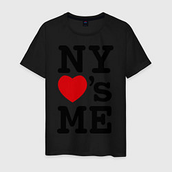 Футболка хлопковая мужская NY loves me, цвет: черный