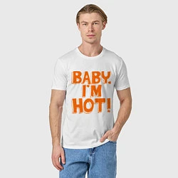 Футболка хлопковая мужская Baby, I am hot!, цвет: белый — фото 2