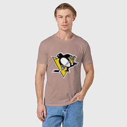 Футболка хлопковая мужская Pittsburgh Penguins: Malkin 71, цвет: пыльно-розовый — фото 2