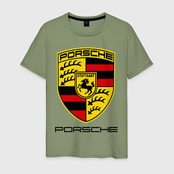 Футболка хлопковая мужская Porsche Stuttgart, цвет: авокадо