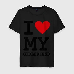 Футболка хлопковая мужская I love my girlfriend, цвет: черный