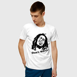 Футболка хлопковая мужская Bob Marley: Don't worry цвета белый — фото 2