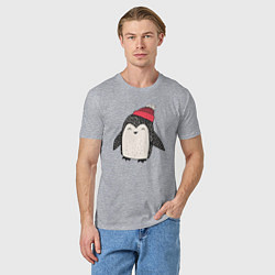 Футболка хлопковая мужская Зимний пингвин-мальчик, цвет: меланж — фото 2