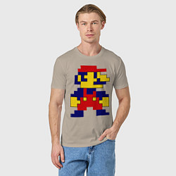Футболка хлопковая мужская Pixel Mario, цвет: миндальный — фото 2