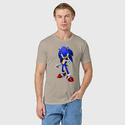 Футболка хлопковая мужская ЁЖ Соник, цвет: миндальный — фото 2