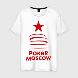 Футболка хлопковая мужская Poker Moscow, цвет: белый