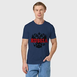 Футболка хлопковая мужская Russia Coat, цвет: тёмно-синий — фото 2