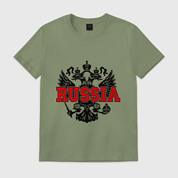 Футболка хлопковая мужская Russia Coat, цвет: авокадо