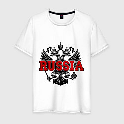 Футболка хлопковая мужская Russia Coat, цвет: белый