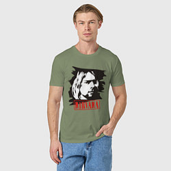 Футболка хлопковая мужская Nirvana: Kurt Cobain, цвет: авокадо — фото 2
