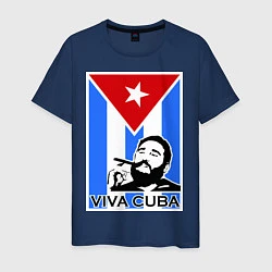 Футболка хлопковая мужская Fidel: Viva, Cuba!, цвет: тёмно-синий